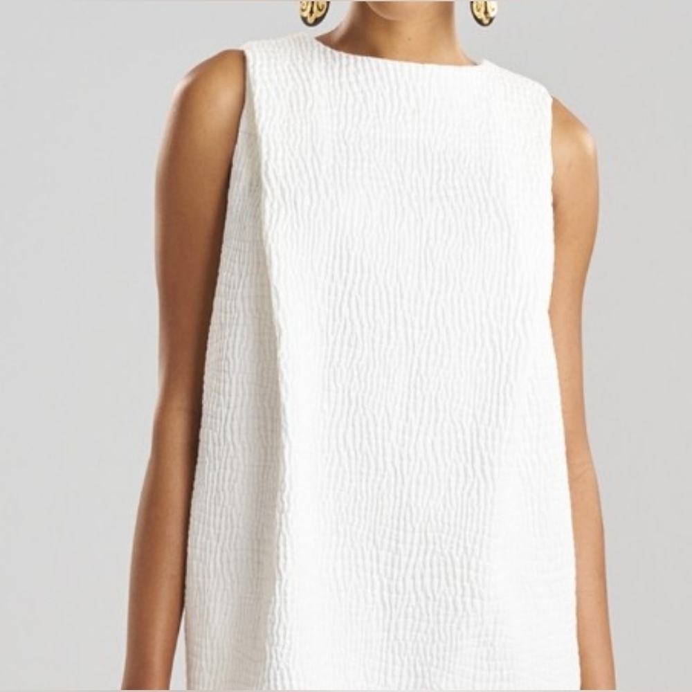 NATORI TEXTURED COTTON JACQUARD SHIFT DRESS. - Picture 4 of 13